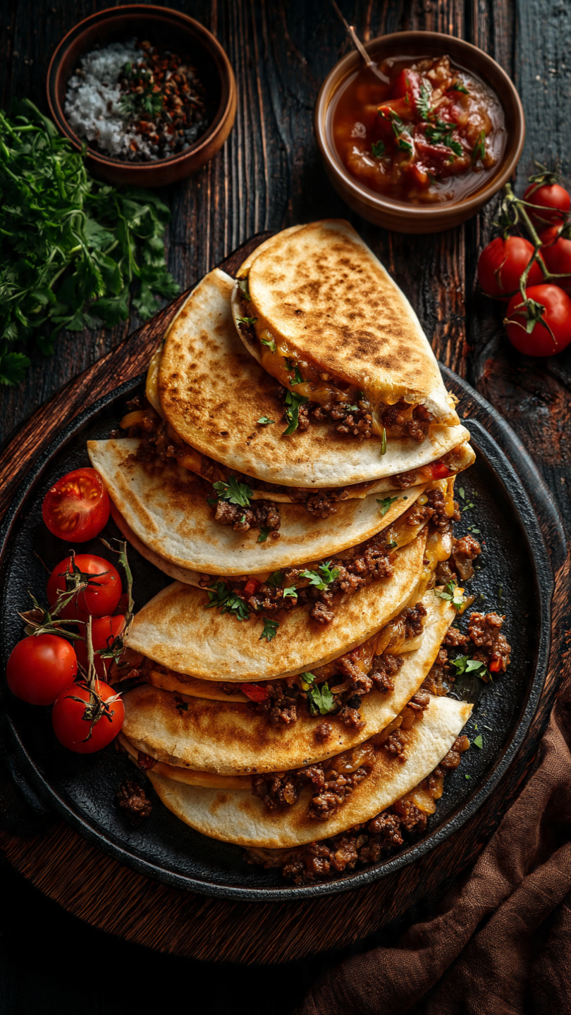 Cheesy Ground Beef Quesadillas