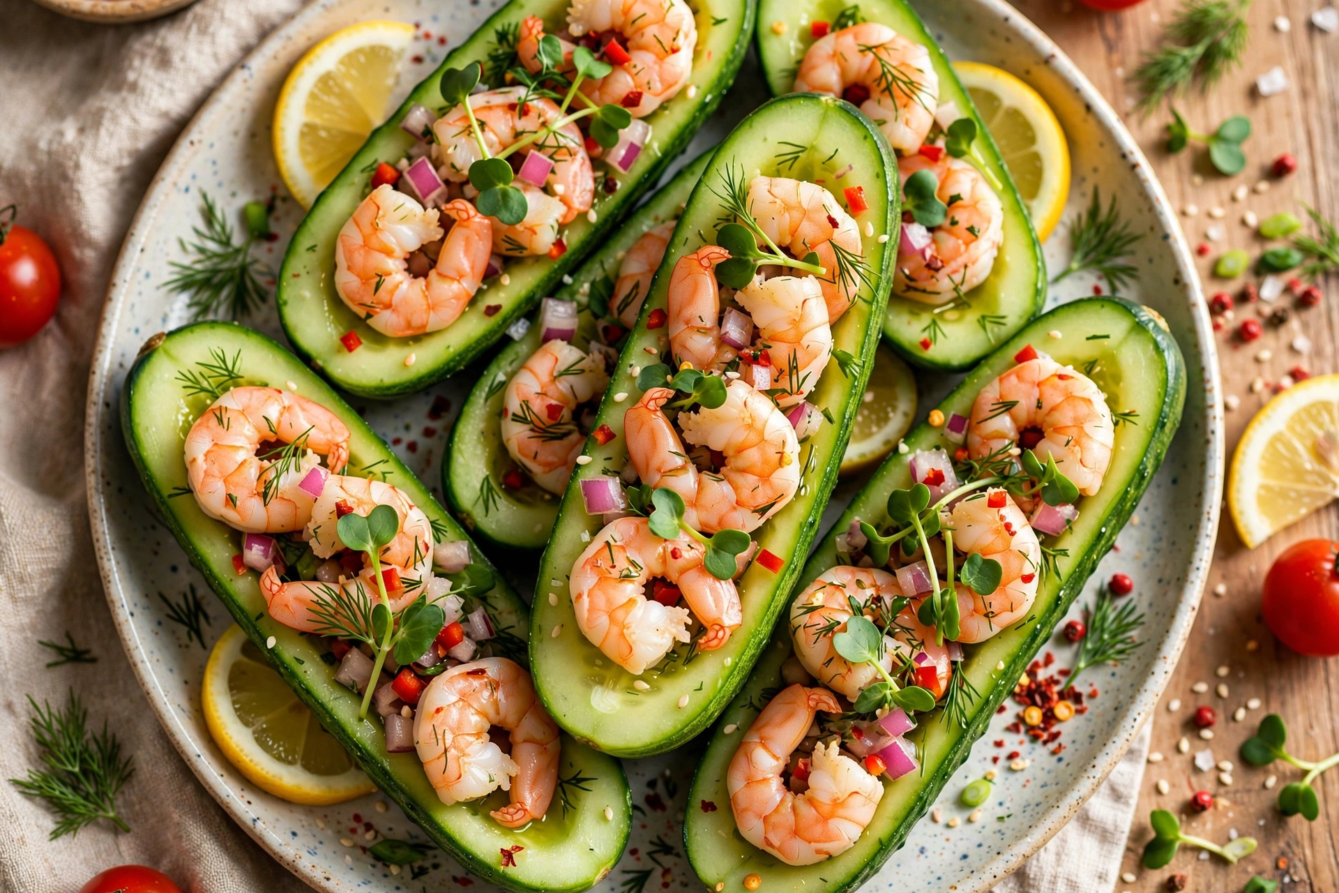 Shrimp Cucumber Boats
